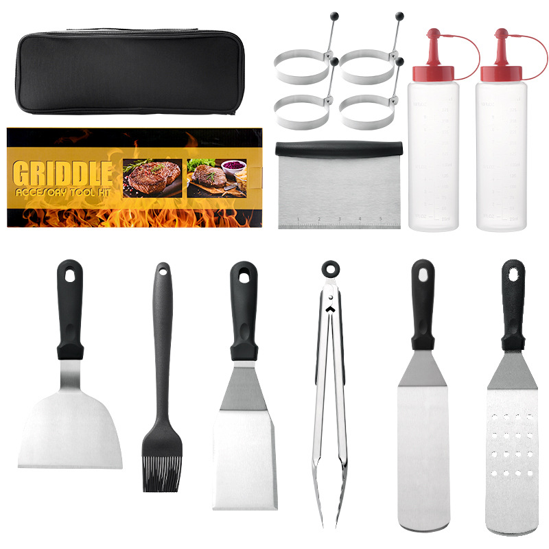 Picture of bbq stainless steel barbecue tool set 12 piece ketchup bottle roasting tool set iron plate barbecue utensils