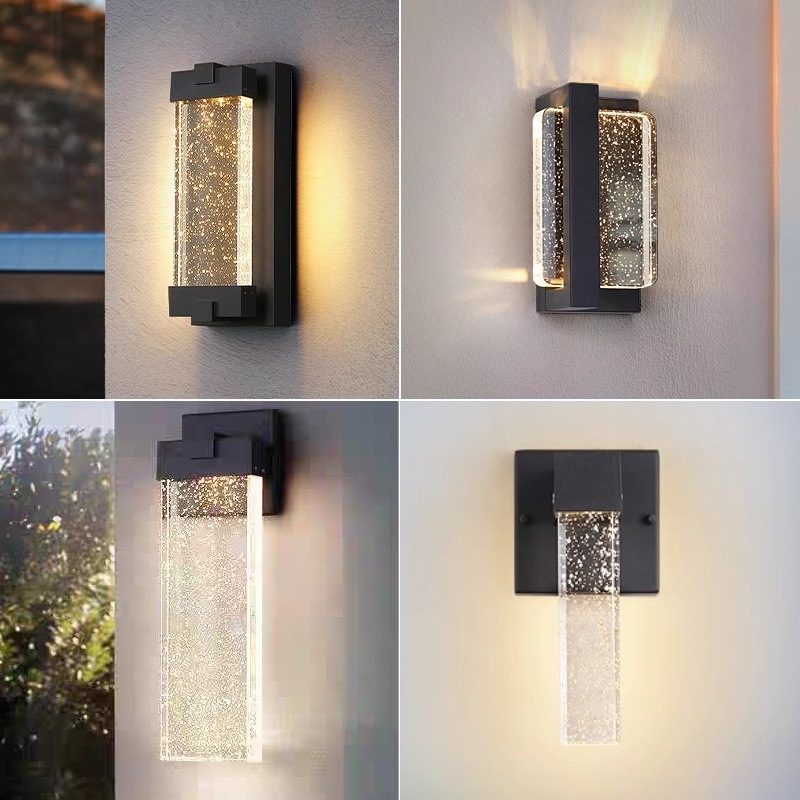 Crystal Outdoor Wall Lamp Waterproof Balcony Hanging Wall Lamp Villa Corridor Aisle Exterior Wall Lamp Simple Outdoor Courtyard Lamp