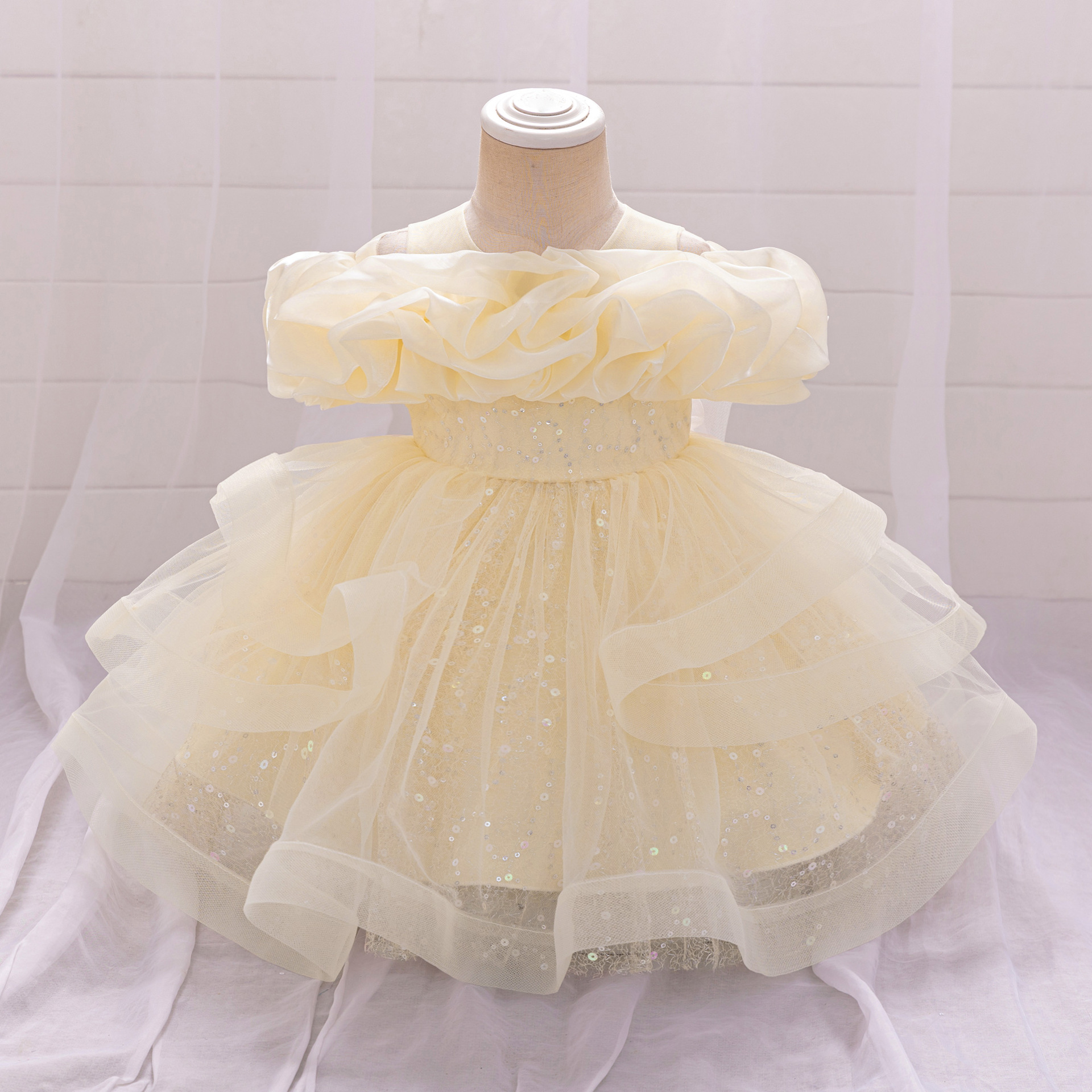 Picture of Princess Dress Girl Fluffy Gauze Flower Girl Wedding Dress Little Girl Catwalk Kidsren's Evening Dress Host Piano Performance Suit