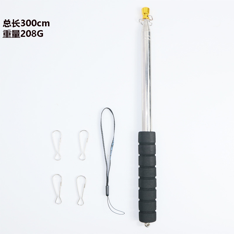 Picture of Cross-Border 3.25m Stainless Steel Telescopic Flagpole with Hook, Outdoor Flagpole, Thickened Telescopic Guide Pole
