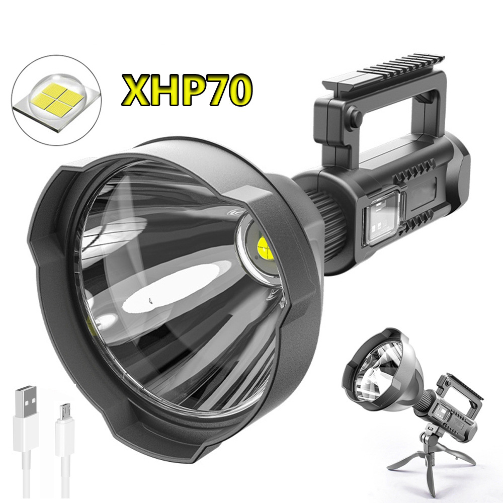 New P70 Strong Light Searchlight Outdoor Multi-Functional Lighting Led Flashlight Long-Range Waterproof Rechargeable Satchel Light