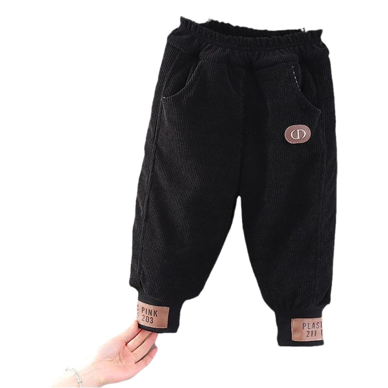 Yikids baby winter cotton pants children thickened warm children Winter pants solid color thick pants