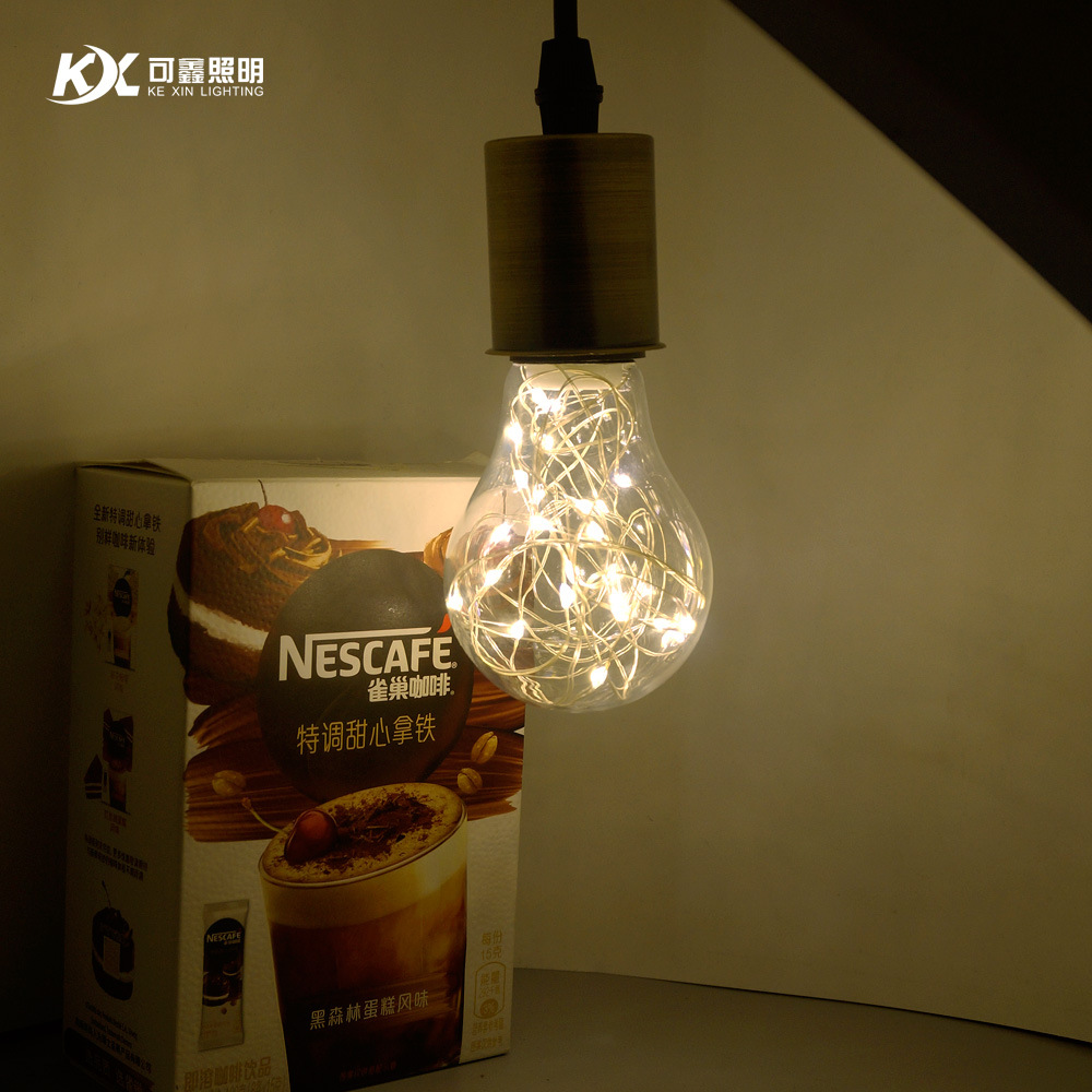 Picture of LED copper wire bulb glass A60E272.4m24 beads holiday festive Christmas atmosphere decorative lamp atmosphere bulb