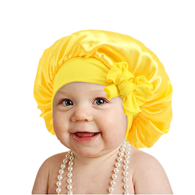 Picture of Children's milk silk ribbon headscarf hat baby satin nightcap knotted shower cap JDKB-21B