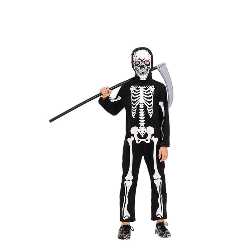 Picture of Halloween children's costumes, skeleton reaper and ghost children's character costumes, one-piece stage performance party costumes