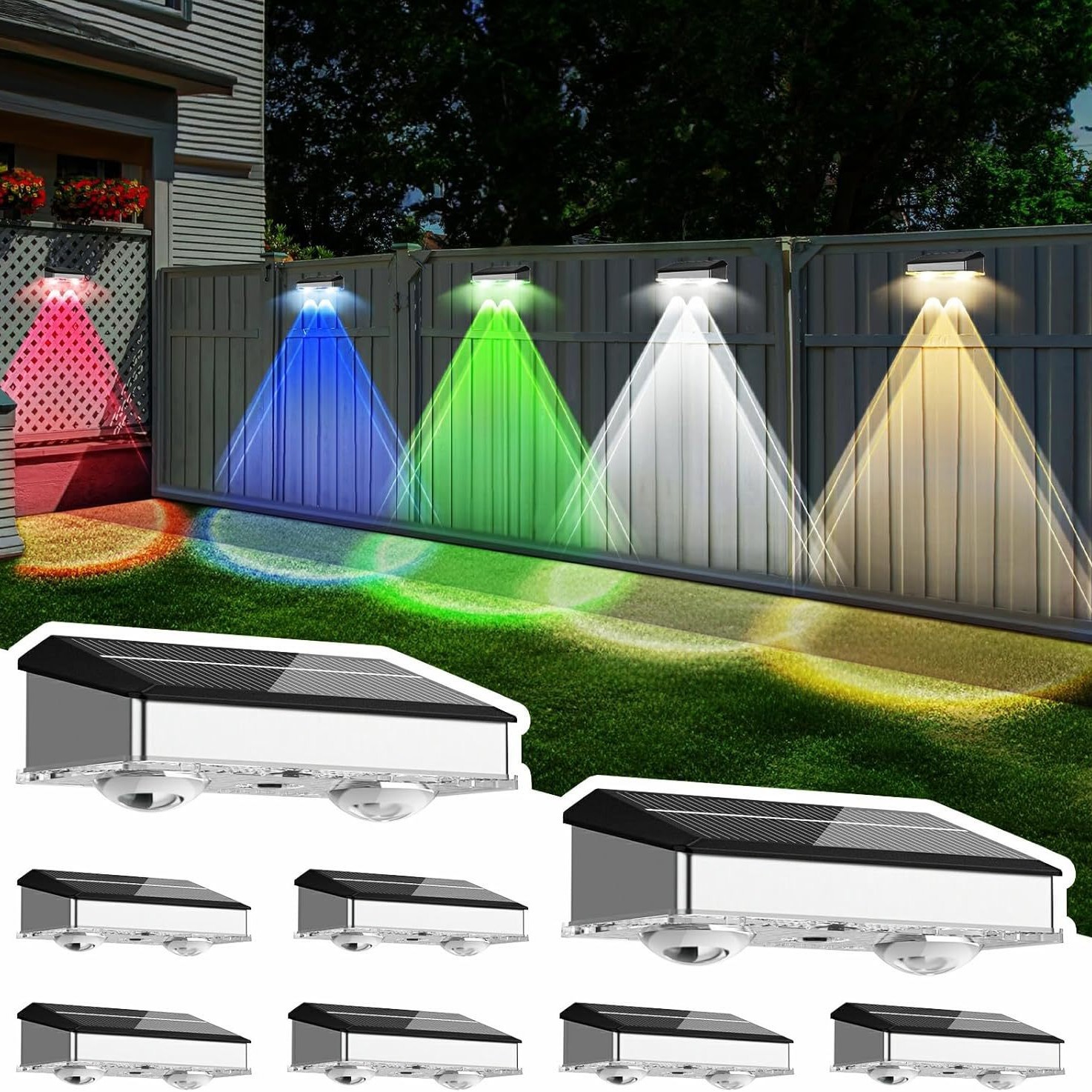 Picture of New Stainless Steel Convex Mirror Hill Wall Lamp Solar Courtyard Fence Railing Fence Atmosphere Lamp High Brightness Wall Washer Lamp
