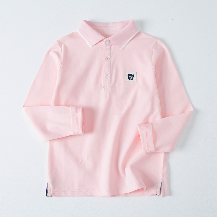 Picture of Children's Base Shirt 2023 Spring and Autumn New Long Sleeve Top Boys and Girls Cotton Polo Shirt T-shirt for Middle and Large Children's School Uniform