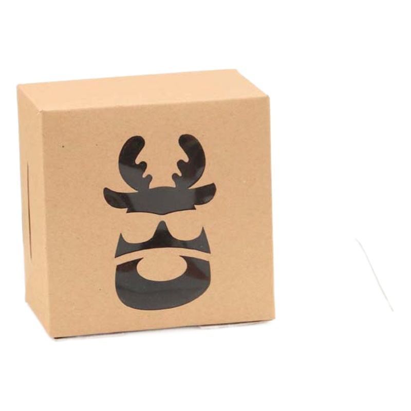 European-style New Christmas Packaging Box Kraft Paper Laser Cake Box PVC Open Window Square Biscuit Box