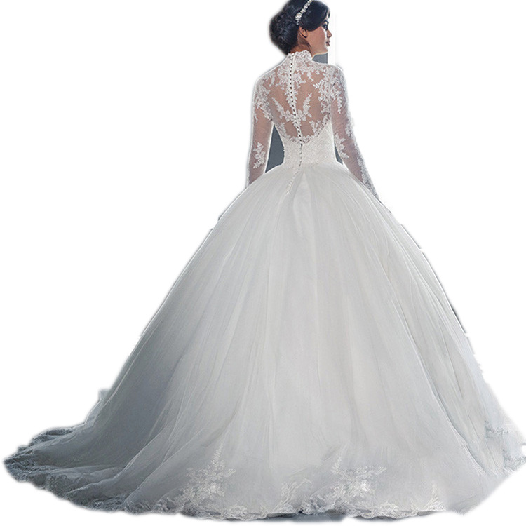Picture of Wedding Dress 2025 New Bridal Stand Collar Waist Slimming Look Fishtail Small Tail Lace Export Large Size Wedding Dress