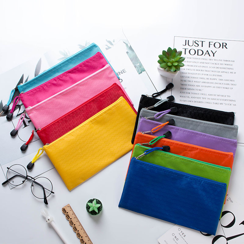 Picture of Oxford cloth football pattern zipper bag waterproof material file bag student tutorial bag a4 file bag printable logo