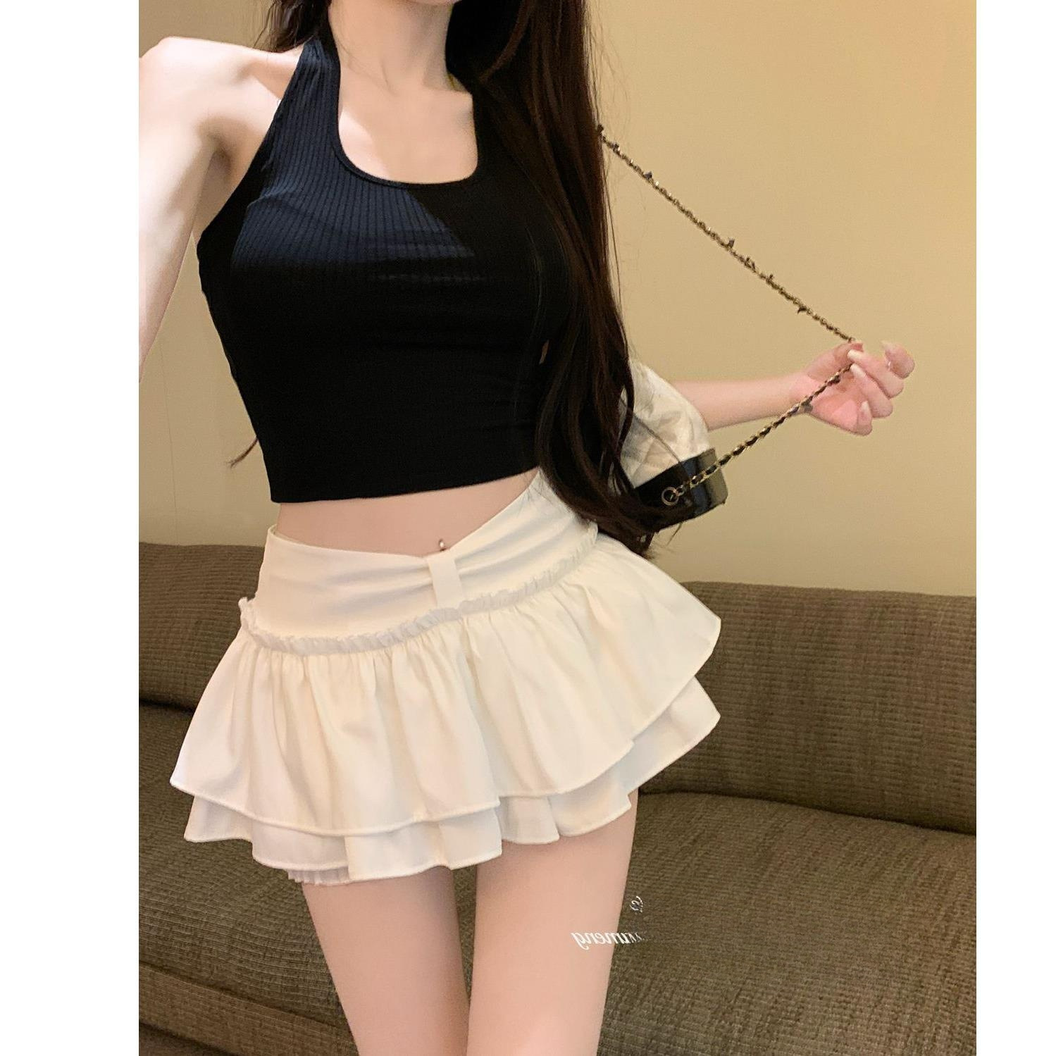 Ballet Style Sweet Spicy Cake Puffy High Waist Skirt Women's Summer 2024 New All-match Elegant Anti-slip Skirt Pants