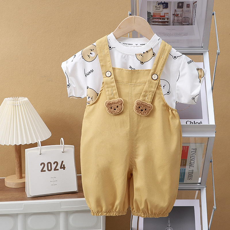 Children's Wear Boys' Summer Bags suit New Children's Handsome Fashionable Summer Clothes Girls' Western Style Clothes Trendy Fashion