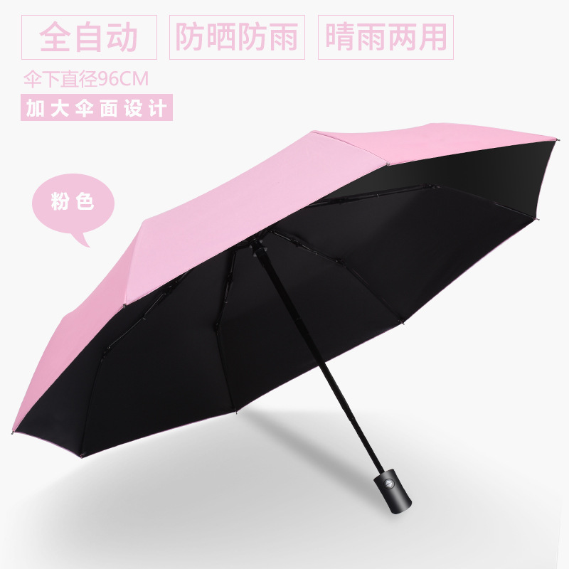 Picture of A large number of wholesale automatic rain umbrella double three folding black rubber sunscreen sunshade umbrella men and women sturdy umbrella large
