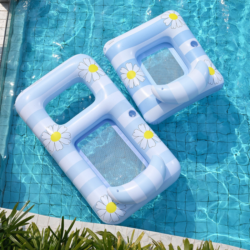 Swimming float bed, floating ring, water inflatable float, adult lady water play toy floating chair, adult thickened mesh bed recliner