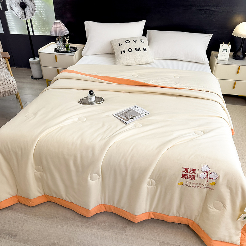 Picture of Summer Cool Quilt Student Dormitory Air-conditioning Quilt Summer Skin-friendly Naked Sleeping Quilt Cooling Breathable Summer Solid Color Quilt Quilt Core
