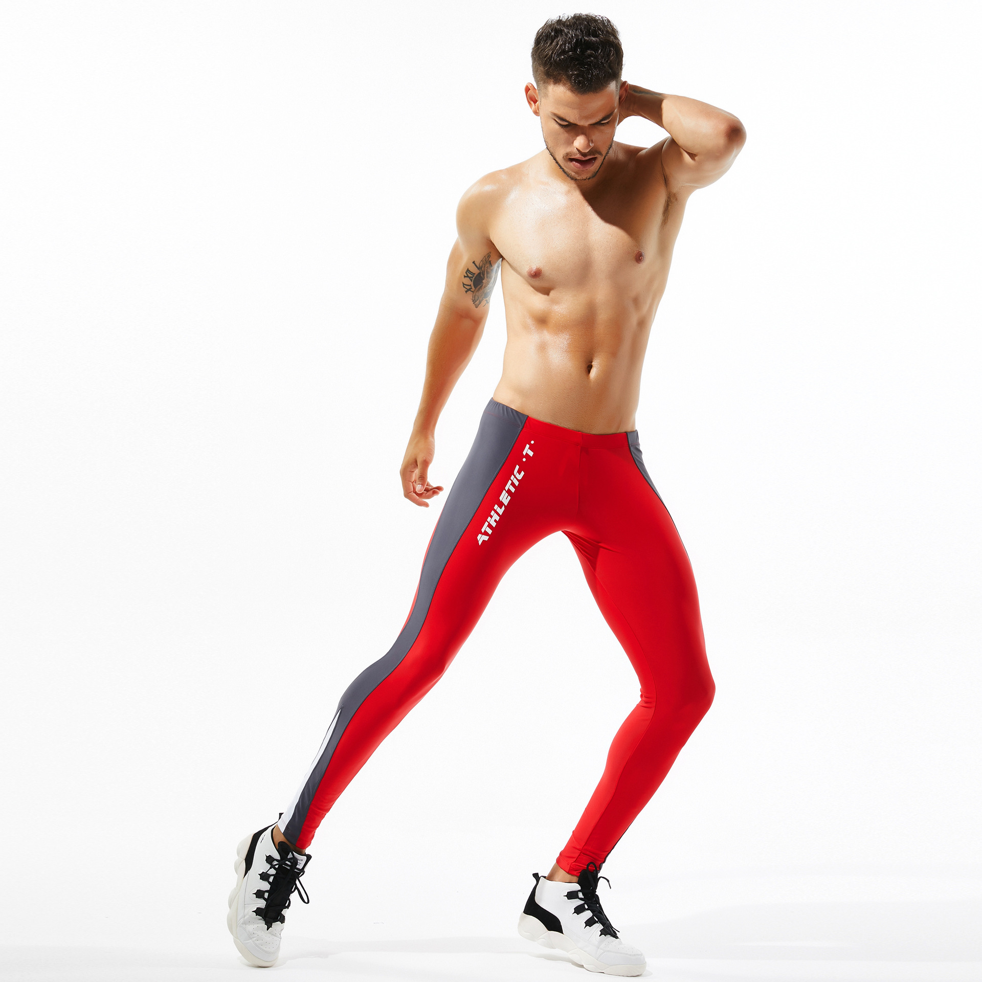 Picture of Specially Designed for New Men's Pants, Running Sports, Track and Field Fitness Tights, Nylon Fabric 8601 Breathable