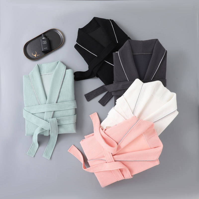 250kg waffle bathrobe women's autumn and winter absorbent quick-drying couples nightgown bathrobe bathrobe towel men's cotton hotel style