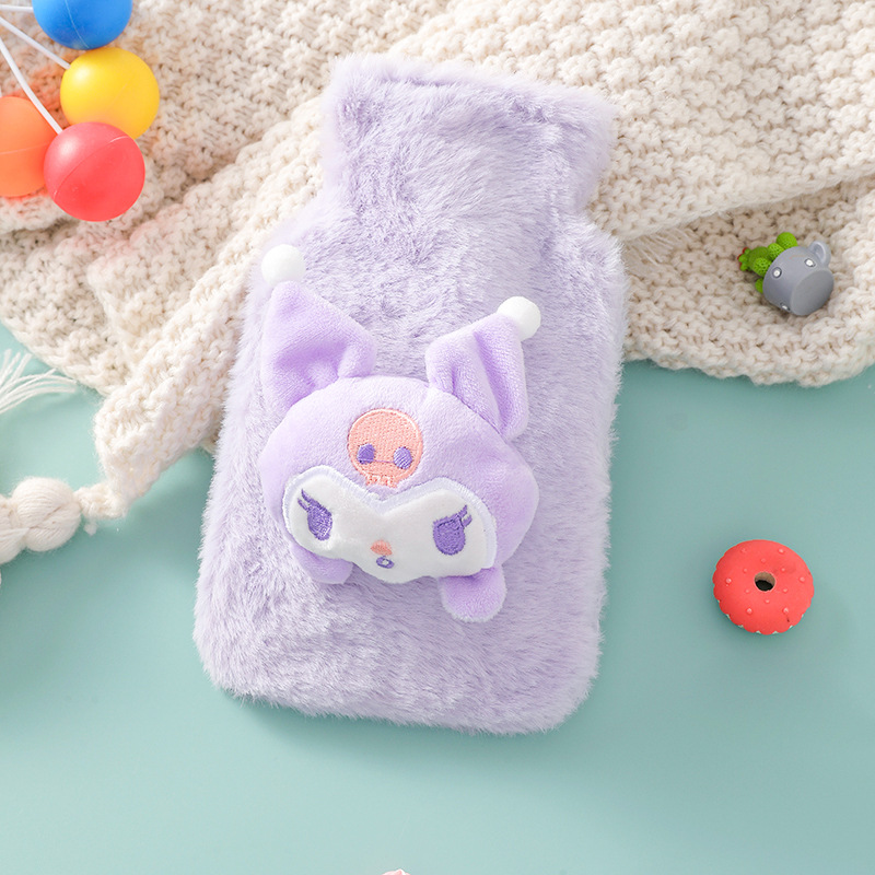 Picture of Rabbit Fur Hand Warmer Bag Filled with Water Hot Water Bottle Cartoon Plush Hand Warmer Hand Warmer Removable and Washable Hot Water Bag Thickeneded Explosion-Proof