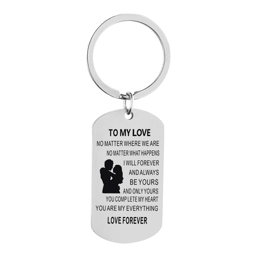 Picture of Cross-border Stainless Steel Keychain TO MY LOVE NO MATTER WHERE Couple's Gift Keychain