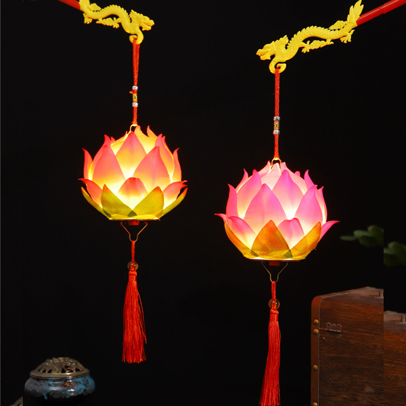 Picture of New Year Lantern Lotus Lantern Portable Lantern Children's Handmade DIY Portable Festival Decoration Antique National Tide Lantern