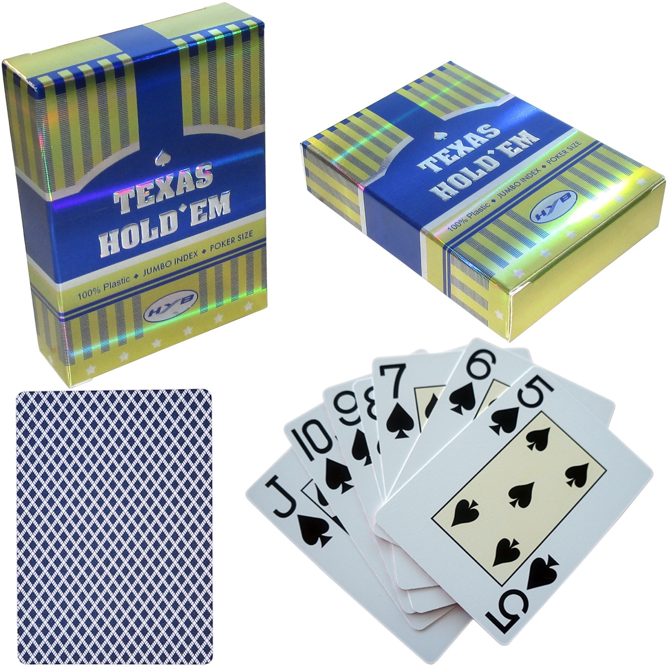 Plastic poker card Texas big word double-sided frosted pvc poker laser box packaging. 0.34logo concave-convex texture