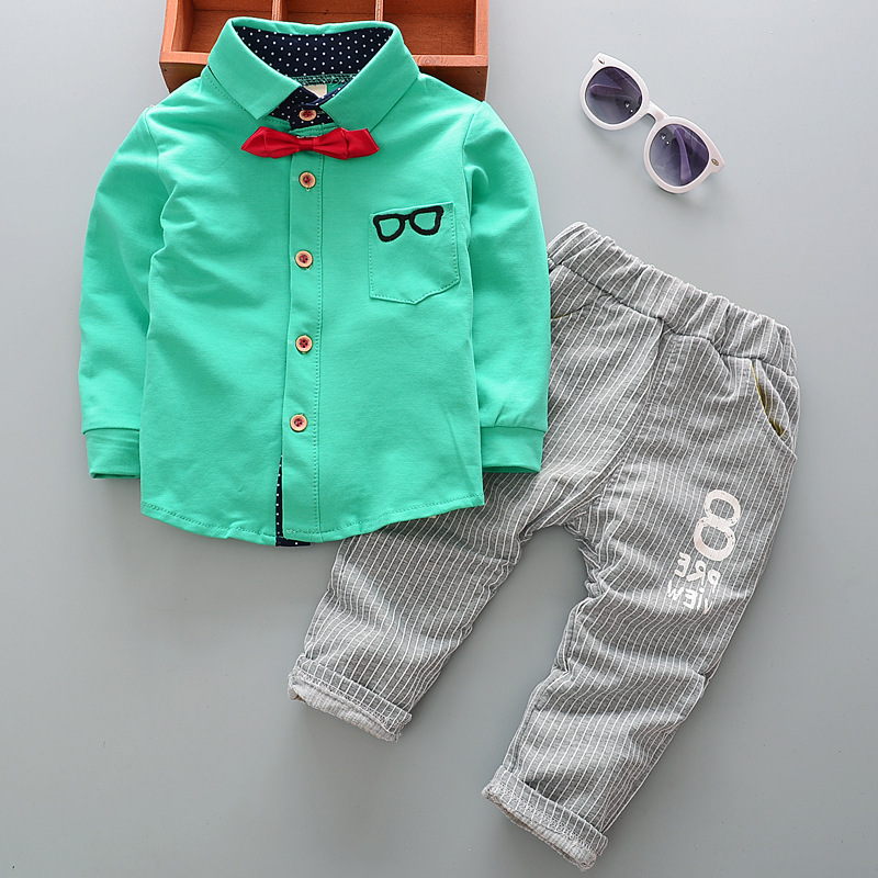 Children's spring and autumn suit Korean version of the new long sleeve shirt boys Korean version of baby coat clothing children's pants a generation of hair