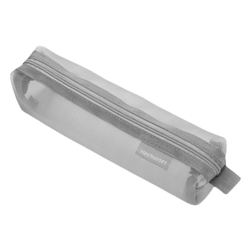 Thickened square simple transparent mesh pencil case large capacity pencil case student examination stationery bag storage box wholesale