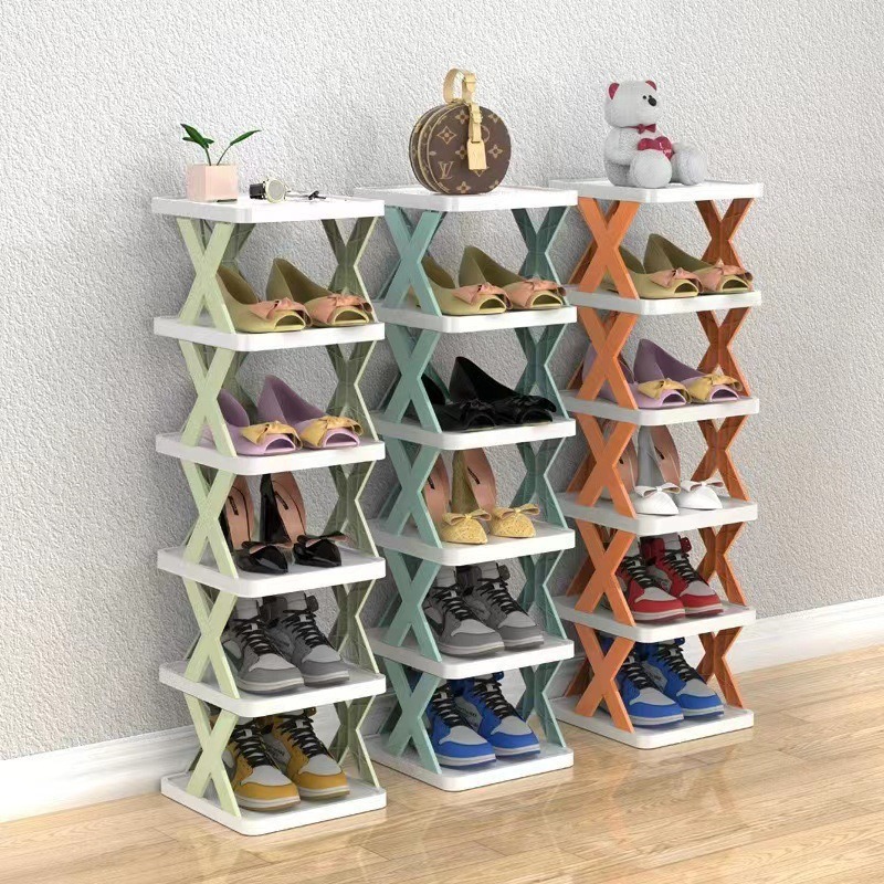 Multi-layer creative shoe rack household small shoe cabinet economy dormitory door shoe rack installation free simple folding shoe cabinet wholesale