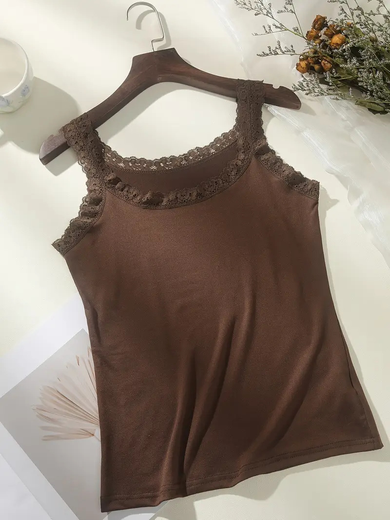 Picture of Trendy Lace Camisole for Women, Summer High Elasticity Plus Size Outerwear Base Shirt