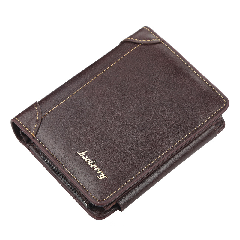 Picture of Wallet Men's Short baellerry European and American Multi-Card Three-Fold Zipper Coin Purse Fashionable Thin Card Bag for Men