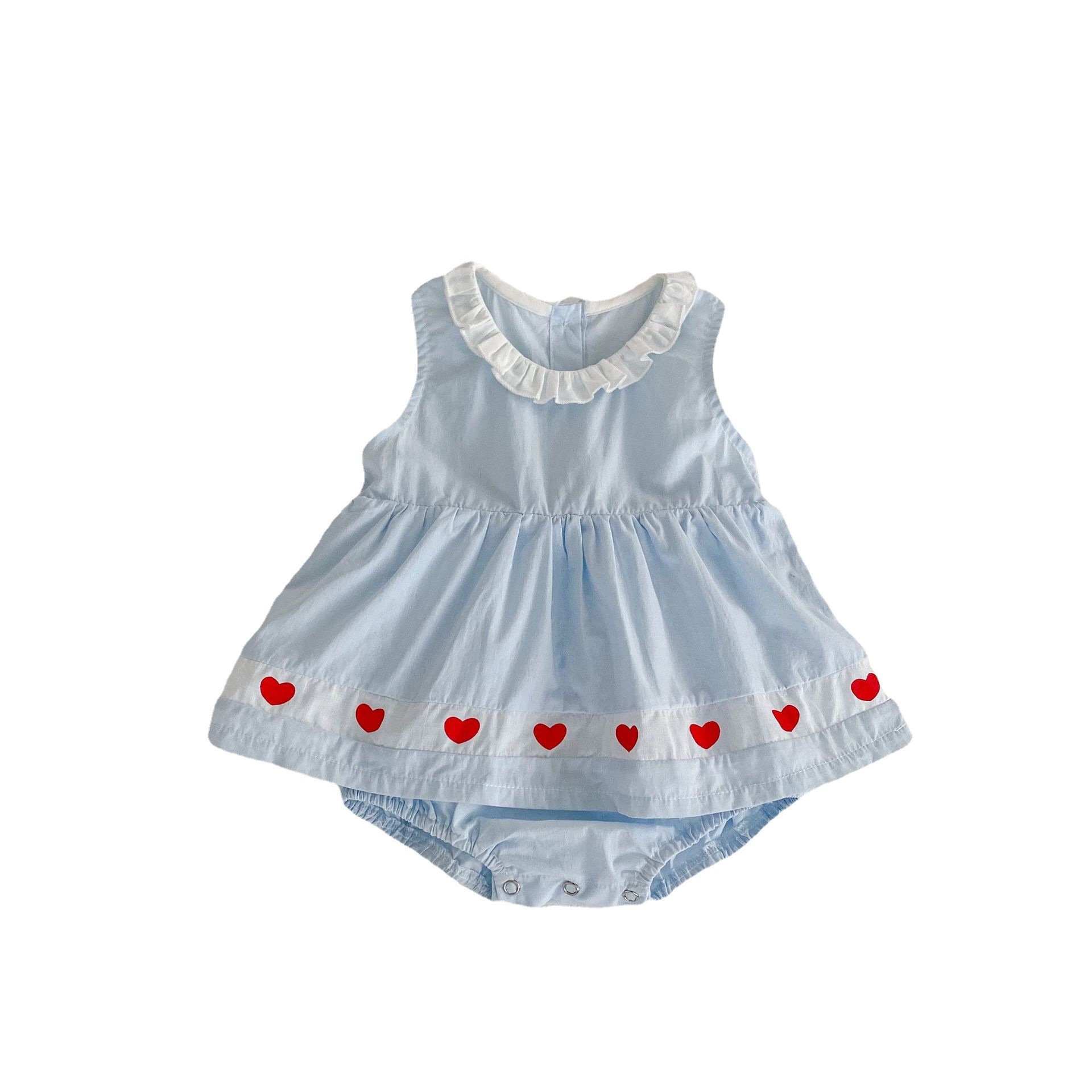Picture of 2025 Summer Style Infants and Young Kidsren Cotton Splicing Heart Breathable One-Piece Clothes for Baby Girls One-Piece Romper