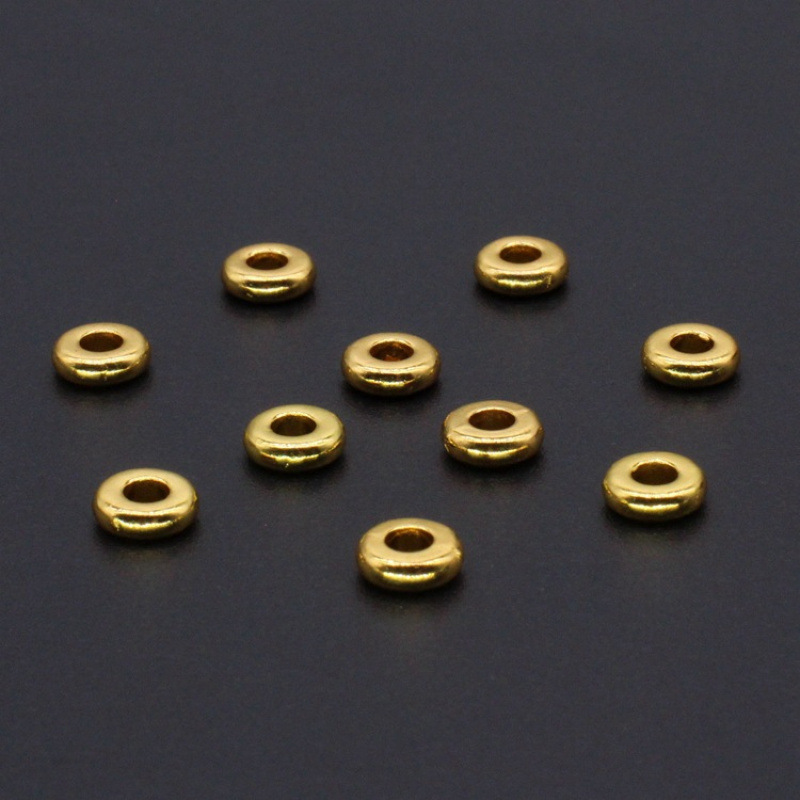 Color-Preserving Electroplating New Chinese Style Bracelet Necklace Positioning Spacer DIY Alloy Jewelry Accessories Round Hole Smooth Spacer