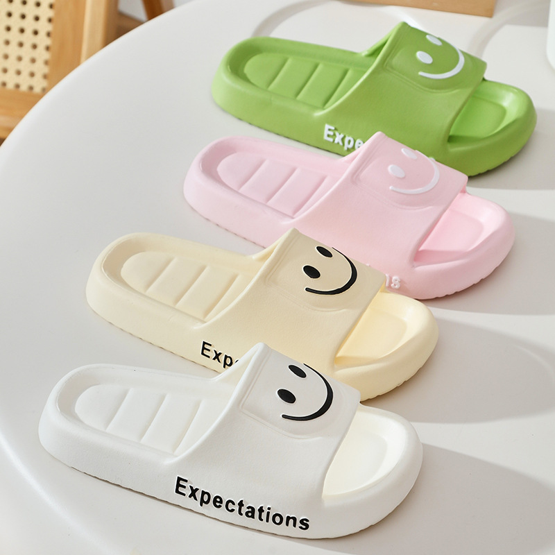Smiley Slippers Wholesale Women's Summer Indoor and Outdoor Wear Thick Bottom Non-Slip Bathroom Bathing Home Use Eva Slippers for Men