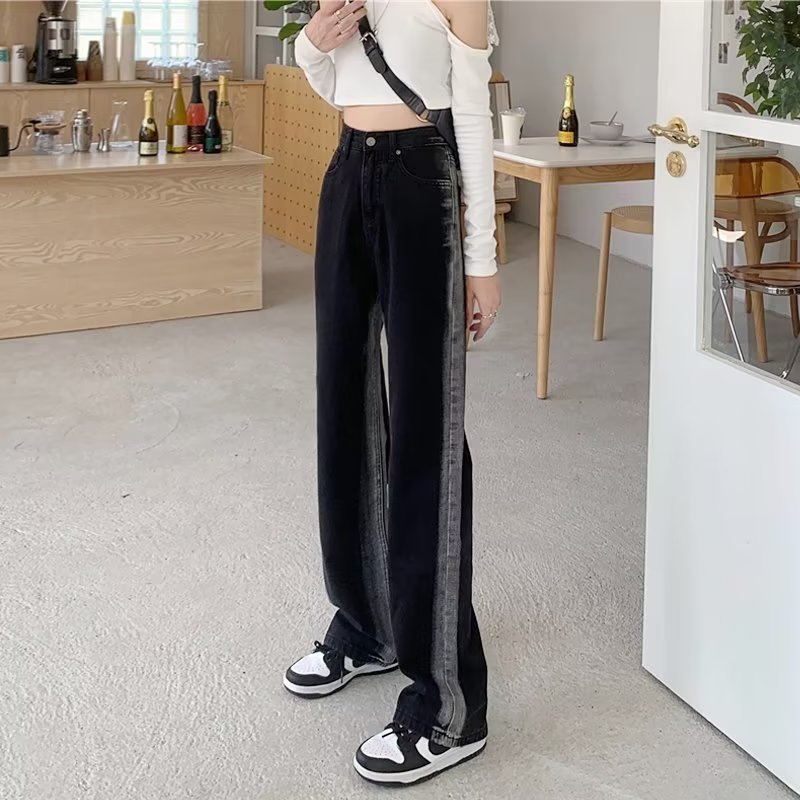 Summer Black Straight Leg Jeans Women's 2023 New High Waist Small Narrow Version Summer Thin Wide Leg Long Pants