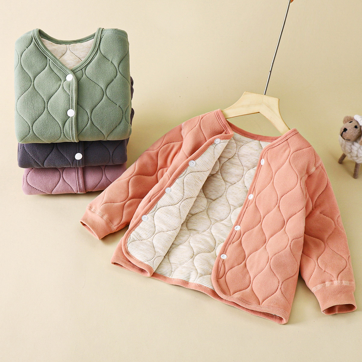 Children's warm school uniform artifact inner container autumn and winter new boys three-layer quilted girls cotton-padded children's clothing a generation of hair
