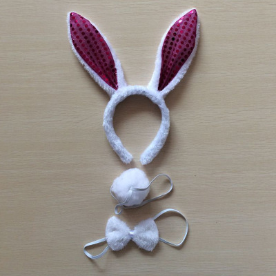 Picture of Cross-border Easter Plush Sequin Rabbit Headband Three-piece Set Ears Headband Bow Ties Children's Festival Performance Road