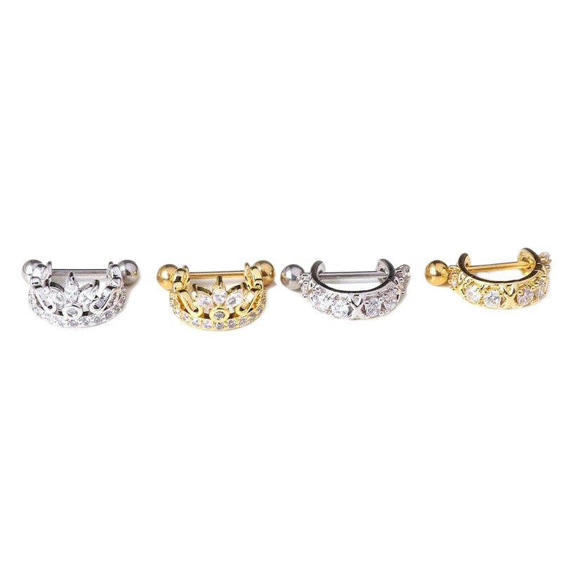 Cross-Border New Stainless Steel Screw Earrings Micro-Embedded Ear Clips Zircon Soft Ear Bone Rings Piercing Jewelry Foreign Trade Supply