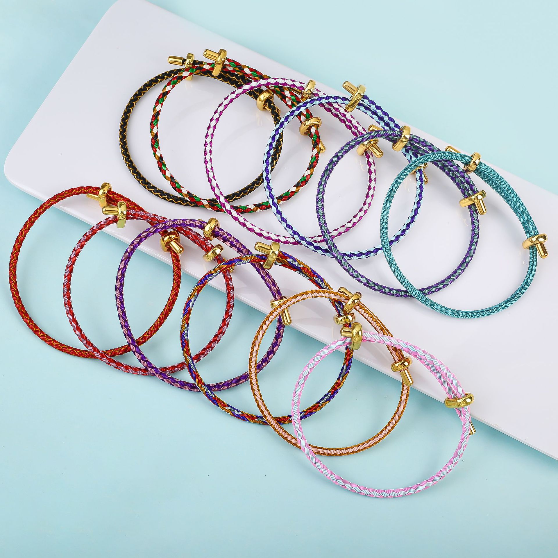 DIY Accessories Hot-Selling Popular Adjustable Steel Wire Rope Bracelet Multi-Color Options Tiktok Cross-Border Popular Punk for Men and Women