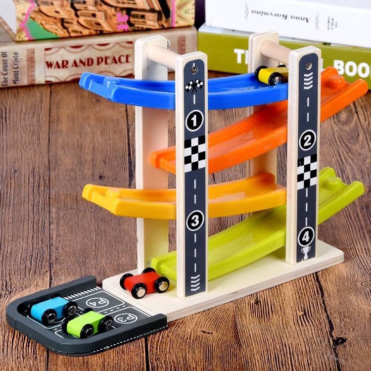Picture of Wooden Children's Puller Boy Girl Baby Sliding Rail Car Car Speed Inertia Glider Toy