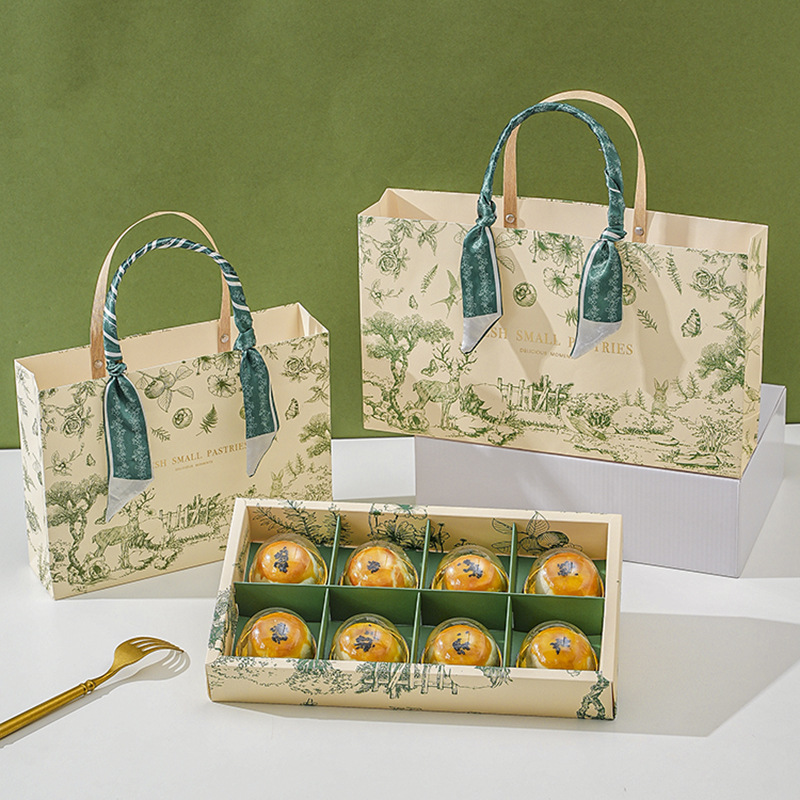 Mid-Autumn Mooncake Packaging Box Gift Box High-End Green Tuan Dragon Boat Festival Mung Bean Cake Packing Box Cookie Egg Yolk Crisp Box