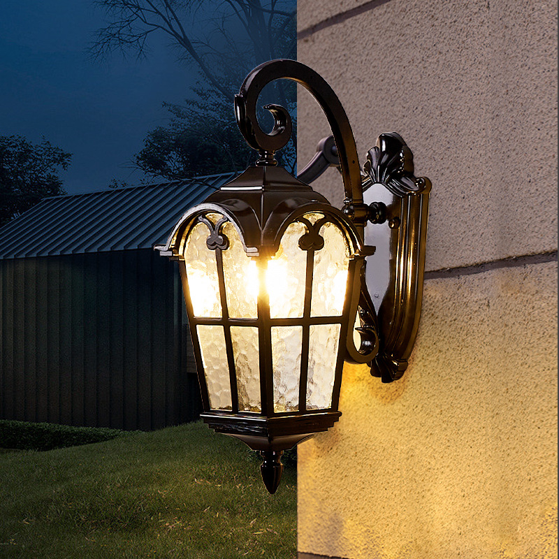 Villa outdoor wall lamp new Chinese style stair aisle courtyard exterior wall indoor balcony retro outdoor lamp waterproof