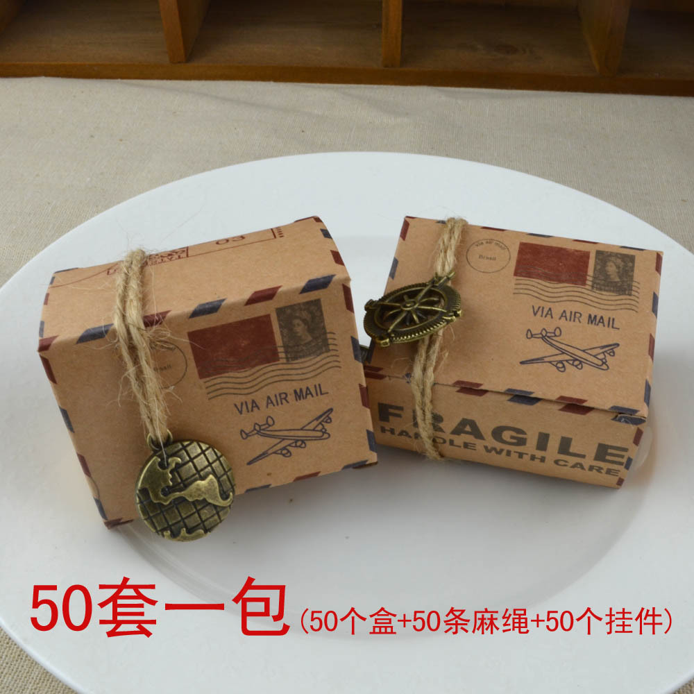 Retro Kraft Paper Candy Box, Postal Airplane Wedding Candy Box, Creative Wedding Candy Packaging Box, Chocolate Carton Wholesale