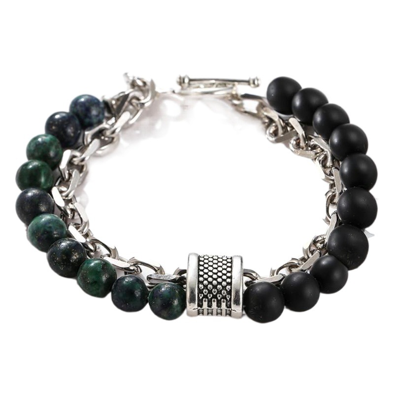 Cross-border source jewelry fashion punk style frosted stone chain combination geometric men's bracelet bracelet accessories men