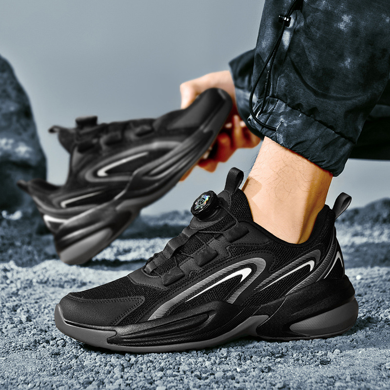 2025 New Outdoor Sports Casual Men's Shoes Summer Breathable Swivel Buckle Lovers All-match Black Running Trendy Shoes