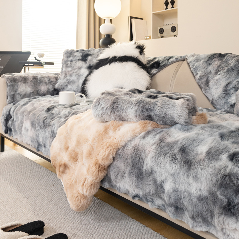 Cat Sense Gradient Plush Sofa Cushion Winter Light Luxury Advanced Sense Thickened Cushion Non-slip Sofa Cover Cross-border