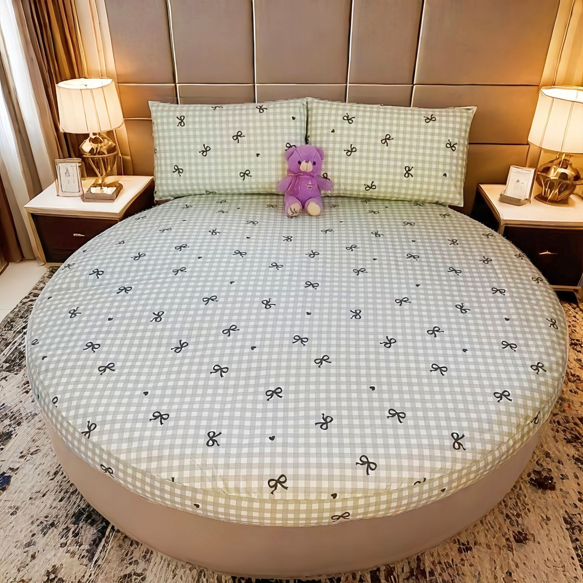 Picture of Cross-border Amazon Shrimp Hotel Round Waterproof Round Bed Cover Four-piece Bed Cover Simmons Mattress Cover Dust-proof
