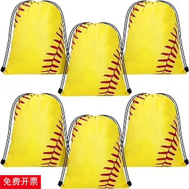 in stock Amazon Internet Celebrating Softball Baseball Drawstring Outdoor Fitness Waterproof Polyester Corded Backpack Bag