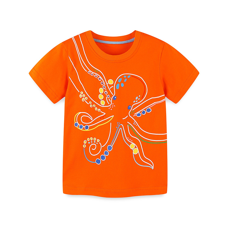 Picture of 25 Summer New Boys T-shirt European and American Style Cartoon Octopus Printed Children's Round Neck Short Sleeve Top