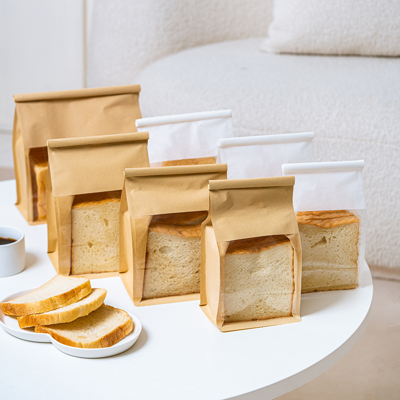 450g Bread Packaging Bag Sliced Toast Bag Baking Packaging Bag Toast Bread Kraft Paper Wire Bag