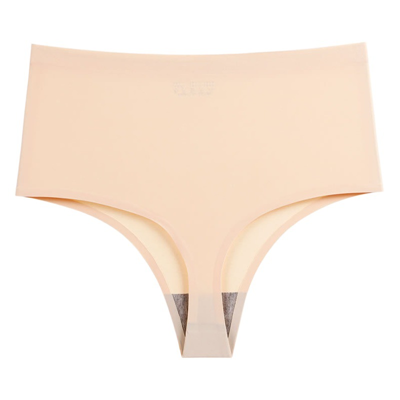 European and American Export High-Waisted Thong Ice Silk Women's Large Size Underwear Tummy Control T-Pants Seamless One-Piece Sports Fitness